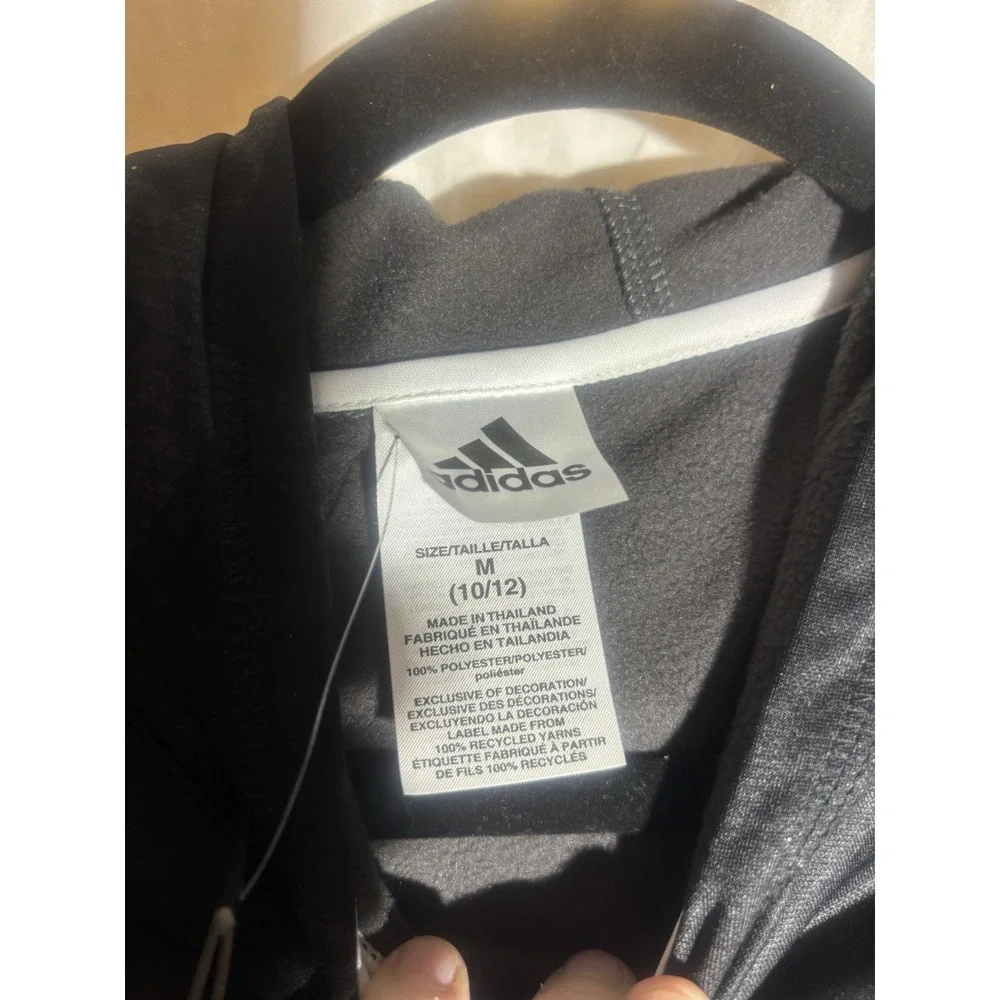 Adidas Boys Black Tech Fleece All Over Print Hoodie‎ Medium 10/12  NEW NWT D6